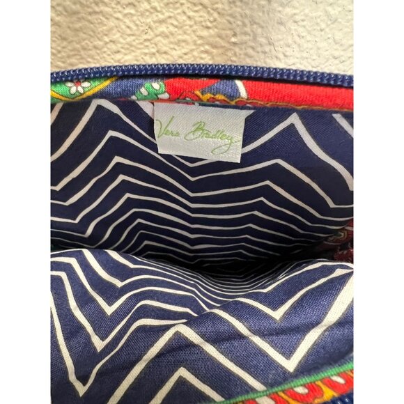 Vera Bradley Mini Crossbody Bag In Colorful Floral Paisley Print With Navy Chevr - Picture 3 of 9